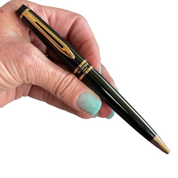 Waterman Expert II Ballpoint Pen Black Lacquer Paris France Blue Ink NOS - Picture 10 of 14